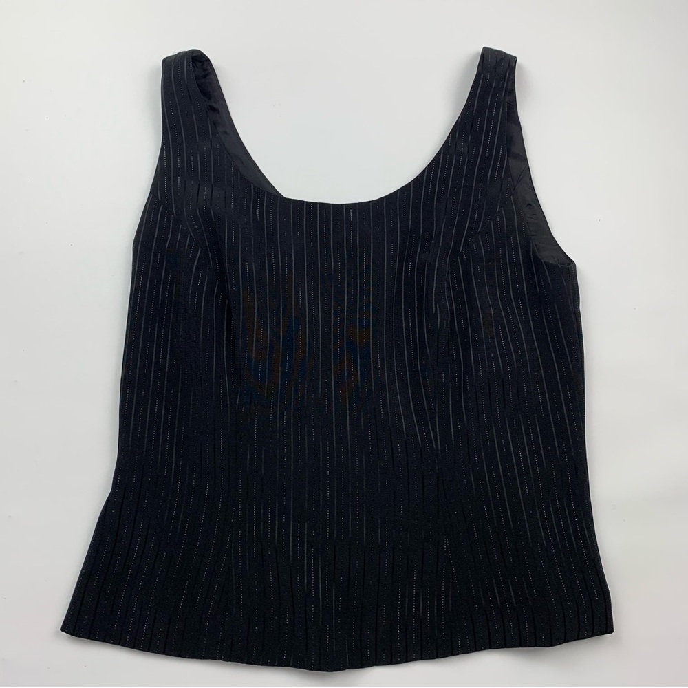 Obsessions Couture tank top in black with silver stripes size M